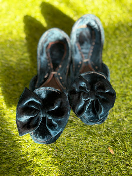 Royal blue velvet loafers